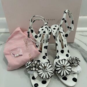 Sophia Webster Black and White Heels with Floral Accents